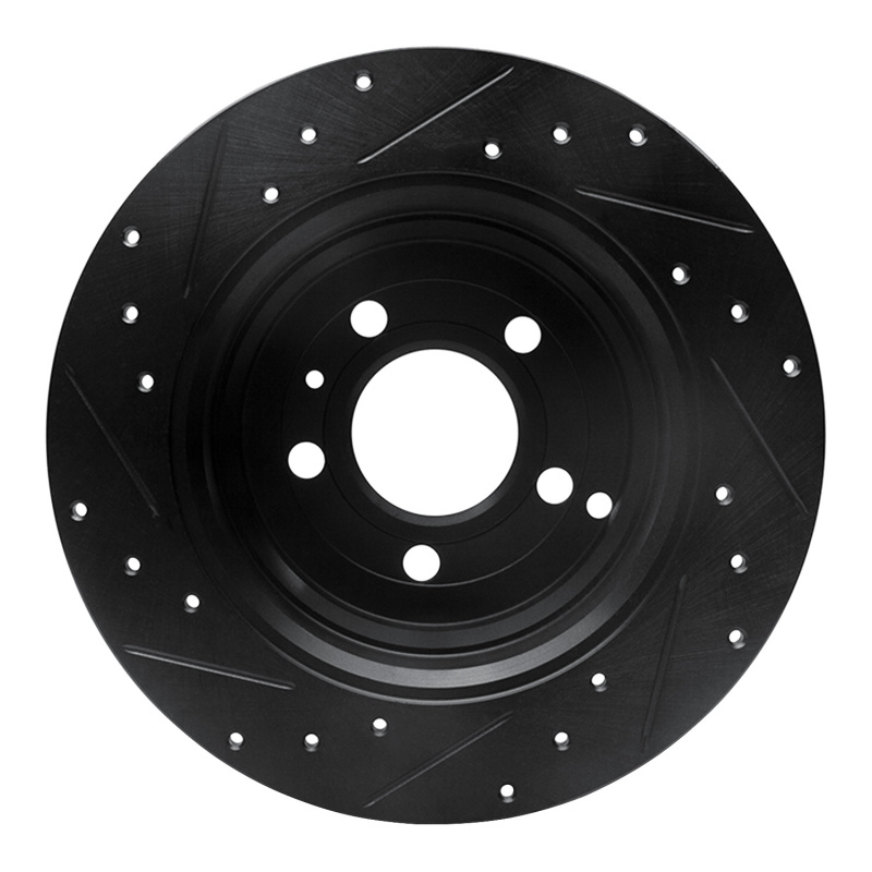 Volvo C70 Brake Rotor (1) - Rear Right - R1 Concepts - Drilled & Slotted - Black - `96-`04